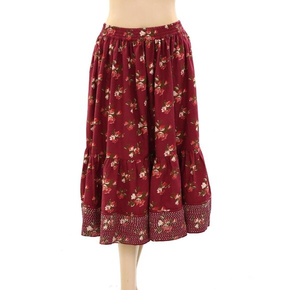 Ulla Johnson Floral Printed Midi Skirt High Waisted Pull-on Swing Flowy S